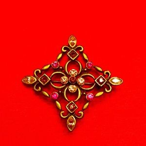 Vintage brooch, women’s brooch signed Olía, with crystals, beautiful gift.